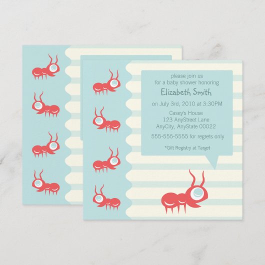 Adorable Invitation Ant (Devant / Derrière)
