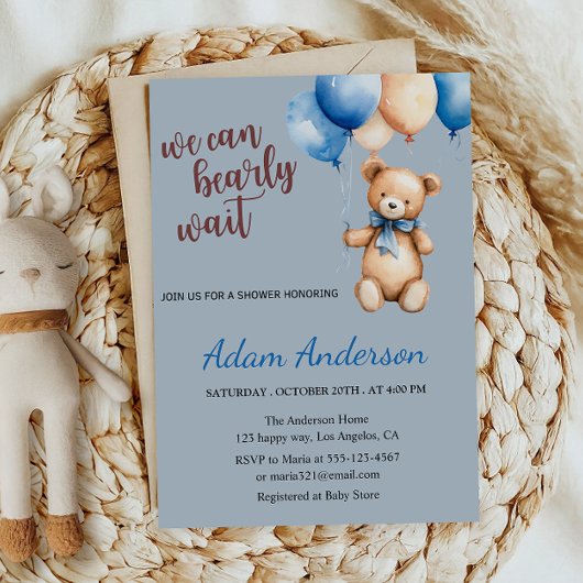 Adorable Invitation Baby shower À Thème Ours