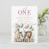 Adorable invitation d'anniversaire de fille sauvag (Debout devant)