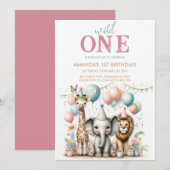 Adorable invitation d'anniversaire de fille sauvag (Devant / Derrière)