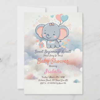 Adorable invitation de Baby shower avec nuages de