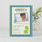 Adorable Invitation de fête d'anniversaire de Dino (Debout devant)