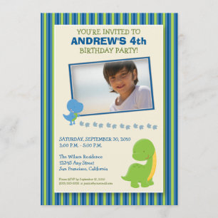 Adorable Invitation de fête d'anniversaire de Dino