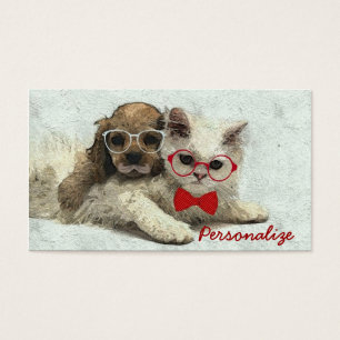 adorable joli chiot branché et chaton