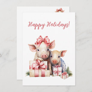 Adorable Joyeux Vacances Piggies Cartes Aquarelles