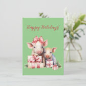 Adorable Joyeux Vacances Piggies Cartes Aquarelles (Debout devant)