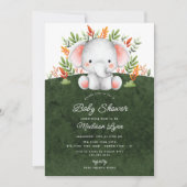 Adorable Jungle Elephant Baby shower Invitation (Devant)