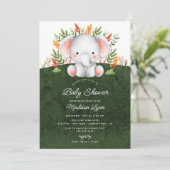 Adorable Jungle Elephant Baby shower Invitation (Debout devant)
