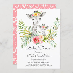 Adorable Jungle Giraffe Baby shower Invitation