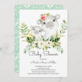 Adorable Jungle Hippo Baby shower Invitation (Devant / Derrière)