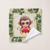 Adorable Jungle Saint-Valentin Singe (Gant de toilette)