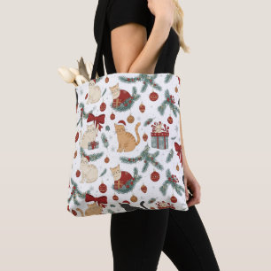 Adorable Katten en Kerstpatroon Boodschappentas Draagtas