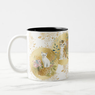 Adorable Katten Mok Goud Wit Waterverf
