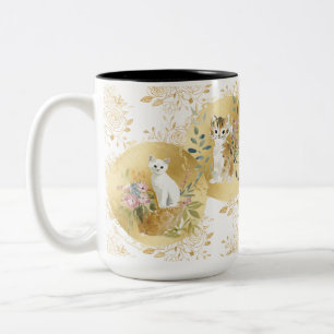 Adorable Katten Mok Goud Wit Waterverf 15 oz