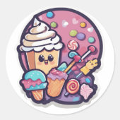 Adorable Kawaii Candy Cupcake Sticker | Sweet  (Voorkant)