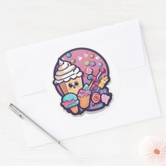 Adorable Kawaii Candy Cupcake Sticker | Sweet  (Envelop)