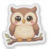 Adorable Kawaii Chibi Owl  Sticker (Voorkant)