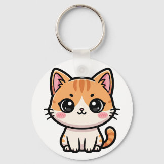 Adorable Kawaii Ginger Cat Illustration Sleutelhanger