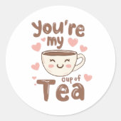 Adorable Kawaii Tea Cup of Love Ronde Sticker (Voorkant)
