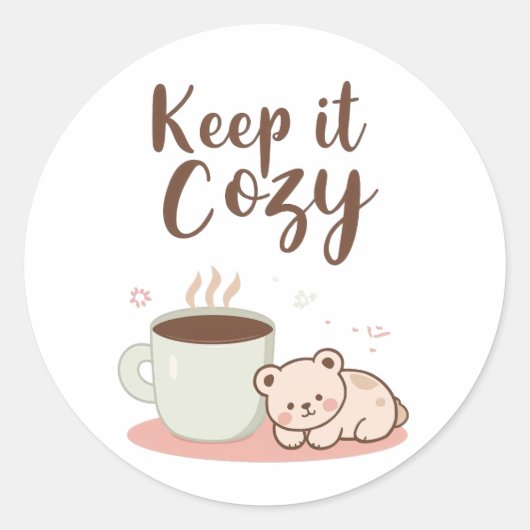 Adorable "Keep it Cozy" Winter Graphic Ronde Sticker (Voorkant)