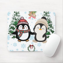 Adorable Kerst Penguin Koppel Muismat
