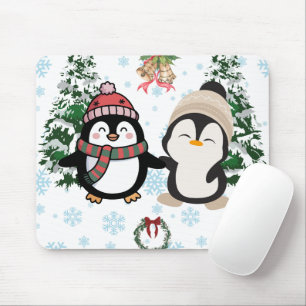 Adorable Kerst Penguin Koppel Muismat