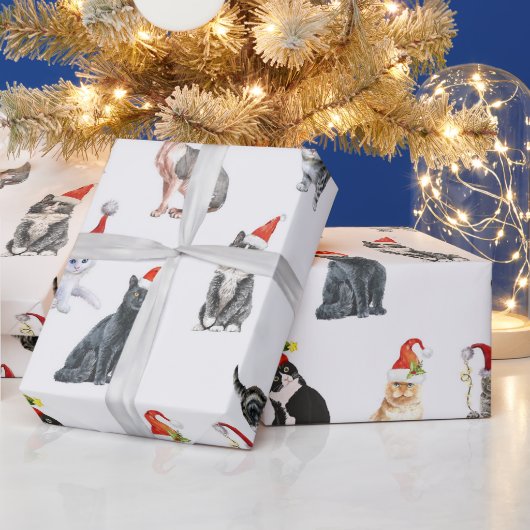 Adorable Kitten Catmas Christmas Holiday Pattern Cadeaupapier (Feestdagen)