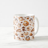Adorable Kitten & Coffee Pattern Mug (Devant droit)