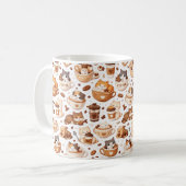 Adorable Kitten & Coffee Pattern Mug  (Devant gauche)
