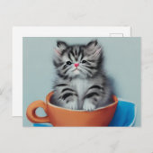 Adorable Kitten dans une carte postale Teacup (Devant / Derrière)