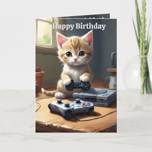 Adorable Kitten de Jeu, Carte Anniversaire (Devant)