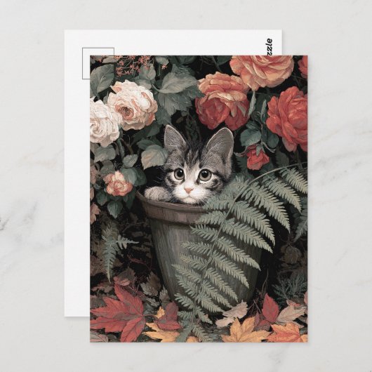 Adorable Kitten in a Flower Pot Briefkaart (Voorkant / Achterkant)