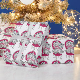 Adorable Kittens Roze Strik Kaptafel Stoel Cadeaupapier