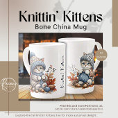 Adorable Knittin' Kittens Bone Chine Mug