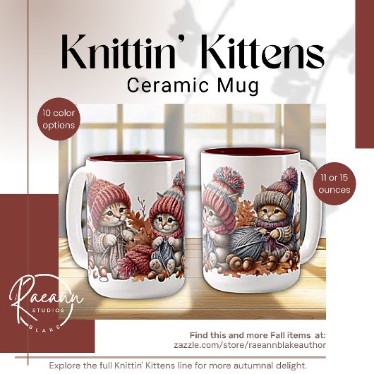 Adorable Knittin' Kittens Mug en céramique