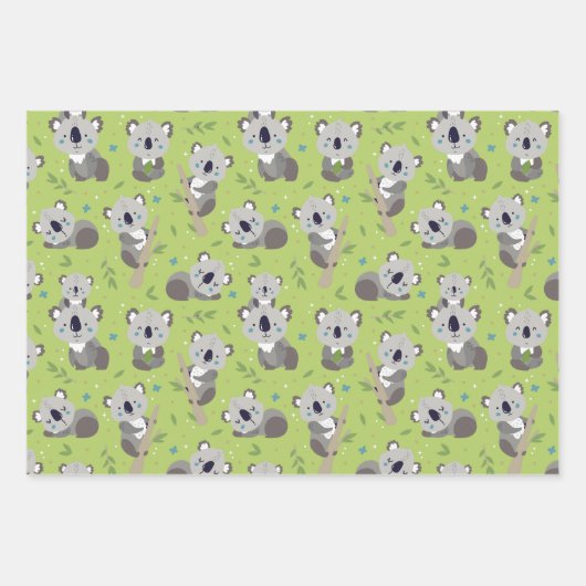 Adorable Koala Bear Wrapper Papier Set de 3 (Devant 3)