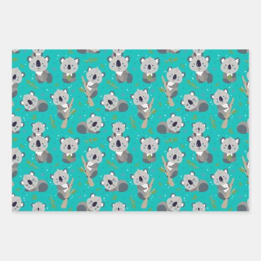 Adorable Koala Bear Wrapper Papier Set de 3 (Devant)