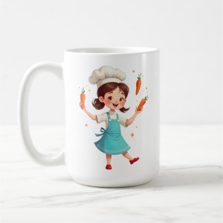 Adorable kookmeisjesmok met wortelontwerp koffiemok