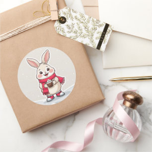 adorable lapin bébé avec autocollant foulard rouge