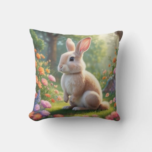 Adorable Lapin Lapin Lance Oreiller (Recto)