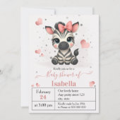 Adorable little zebra baby shower invitation (Devant)