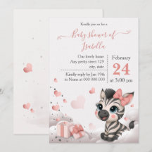 Adorable little zebra baby shower invitation
