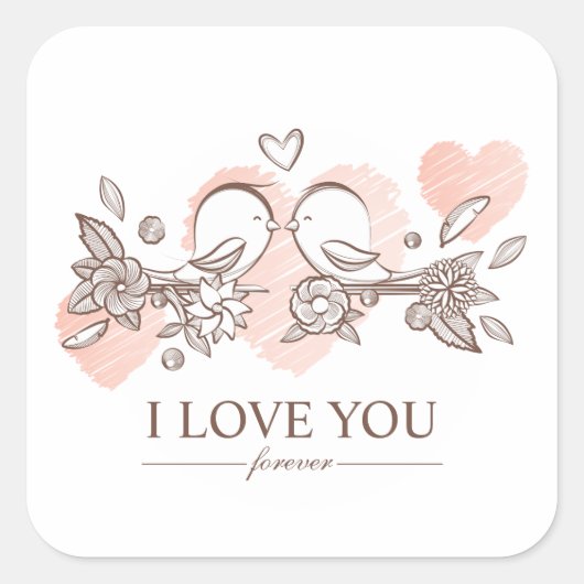 Adorable Lovebirds In Love Sticker Valentine Stick (Devant)