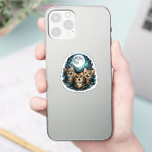 Adorable Meowing Kittens & Full Moon Sticker (Téléphone)