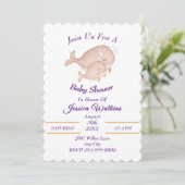 Adorable Mère Bébé Baleines Baby shower Invitation (Debout devant)