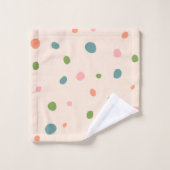 Adorable mignon pois moderne rose bleu vert (Gant de toilette)