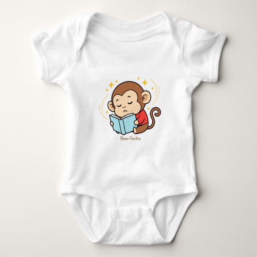 Adorable Monkey Reading Book Romper (Voorkant)