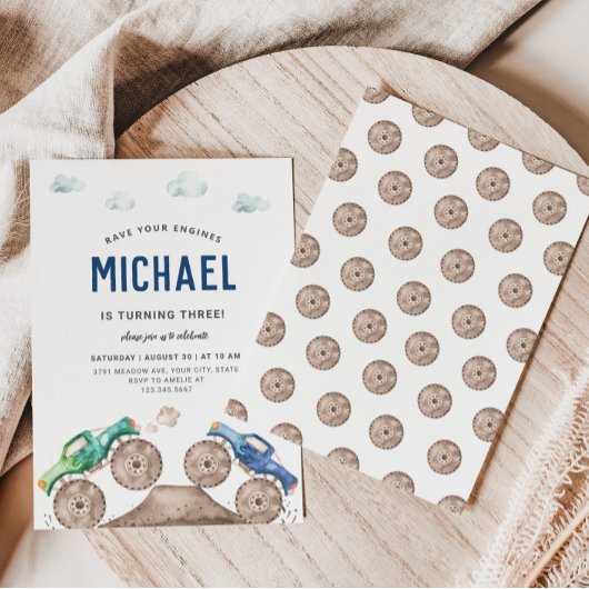 Adorable Monster Truck-Them Invitation