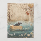 Adorable Mouse Floating on a Soap Down River Briefkaart (Voorkant)