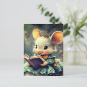 Adorable Mouse Princess Reading a Book Briefkaart (Staand voorkant)